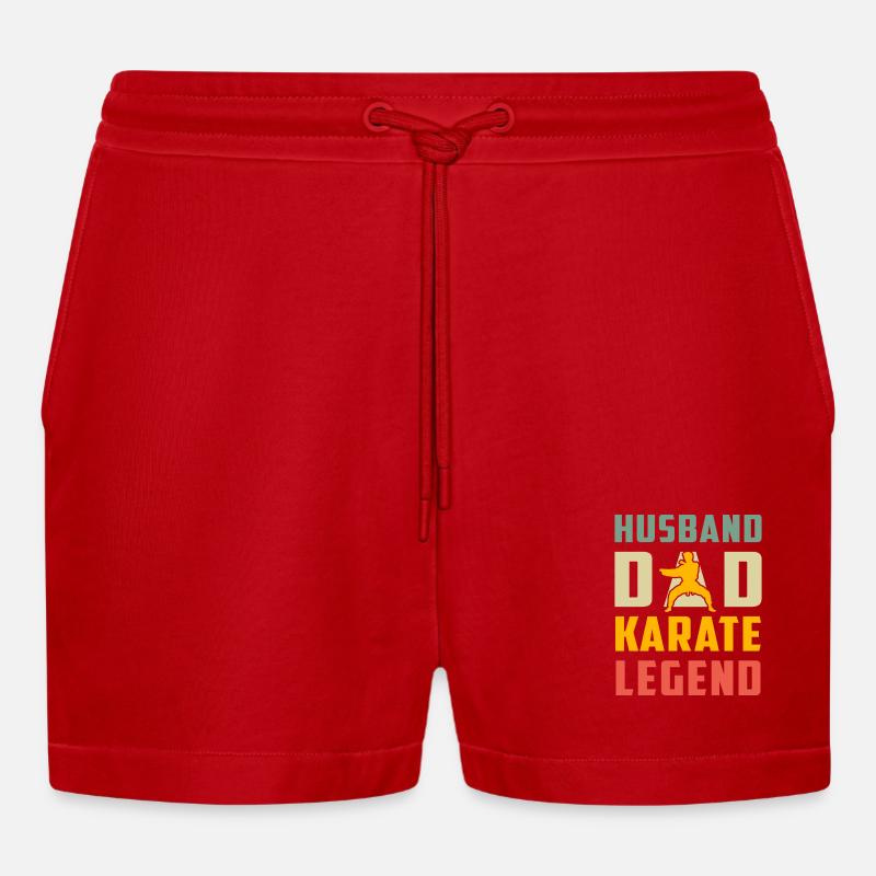 Ehemann Papa Karate Legende - Organic Relaxed Cropped Shorts Made in EU - Rot