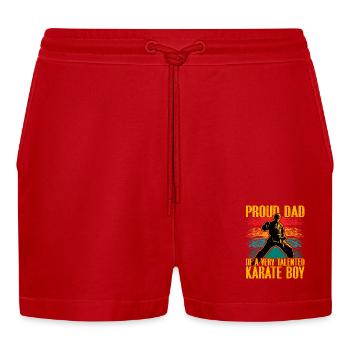 Stolzer Vater eines sehr talentierten Karate Boys - Organic Relaxed Cropped Shorts Made in EU - Rot - Vorne