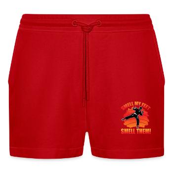 Rieche an meinen Füßen Rieche an ihnen - Organic Relaxed Cropped Shorts Made in EU - Rot - Vorne