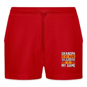 Opa ist mein Name, Judo ist mein Spiel - Organic Relaxed Cropped Shorts Made in EU - Rot - Vorne
