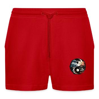 Yin Yang - Organic Relaxed Cropped Shorts Made in EU - Rot - Vorne