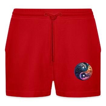 Yin Yang - Organic Relaxed Cropped Shorts Made in EU - Rot - Vorne