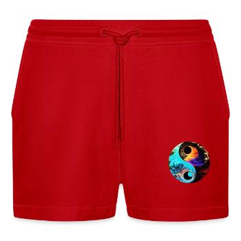 Yin Yang - Organic Relaxed Cropped Shorts Made in EU - red - Front