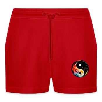 Yin Yang - Organic Relaxed Cropped Shorts Made in EU - Rot - Vorne