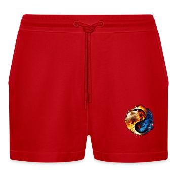 Yin Yang - Organic Relaxed Cropped Shorts Made in EU - Rot - Vorne