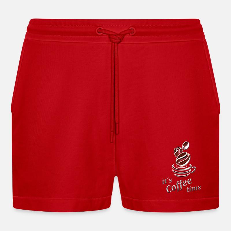 Kaffee Trinker - Organic Relaxed Cropped Shorts Made in EU - Rot