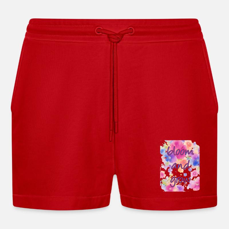 bloom and grow - Organic Relaxed Cropped Shorts Made in EU - red