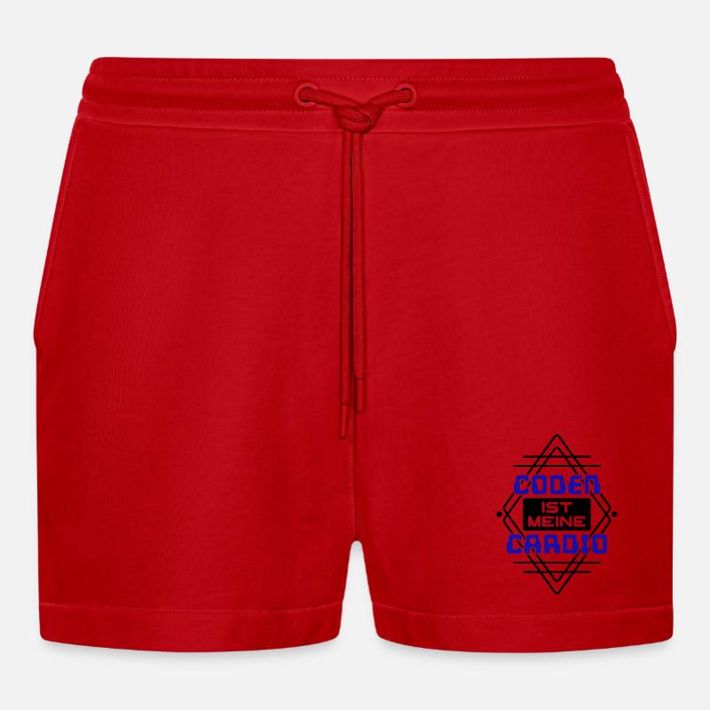 Softwareentwickler Developer Cooler Spruch Coden - Organic Relaxed Cropped Shorts Made in EU - Rot