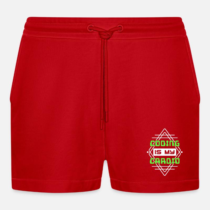 Developer Statement Code Skripting Webentwickler - Organic Relaxed Cropped Shorts Made in EU - Rot