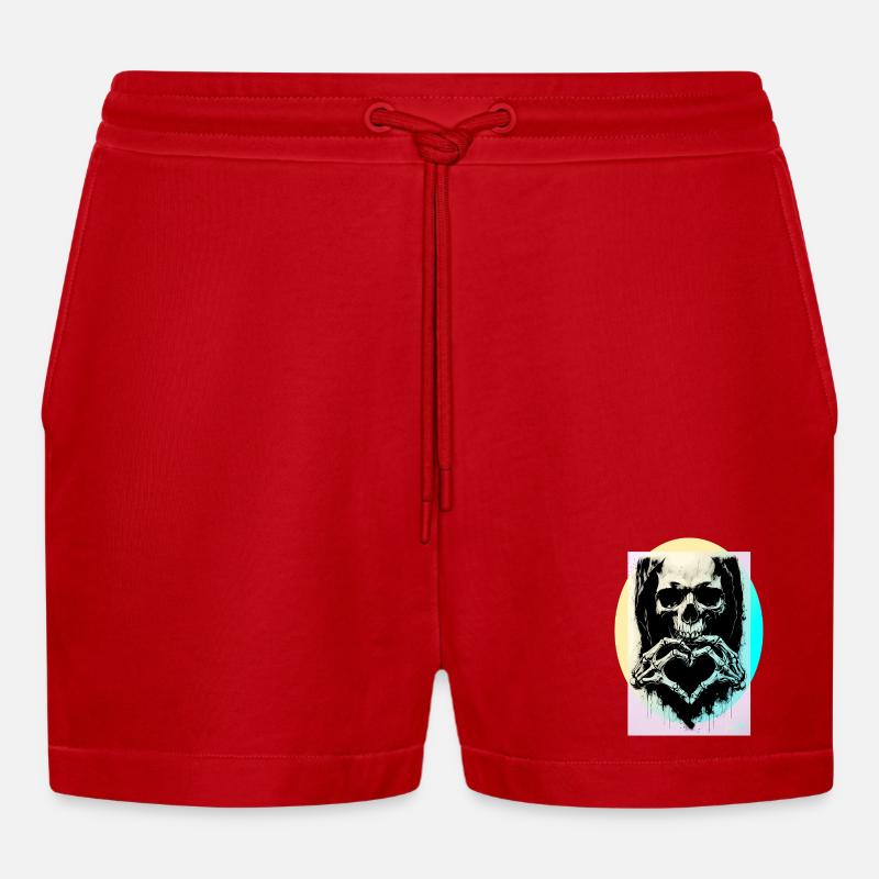 Das Herz des Todes ☠ - Organic Relaxed Cropped Shorts Made in EU - Rot