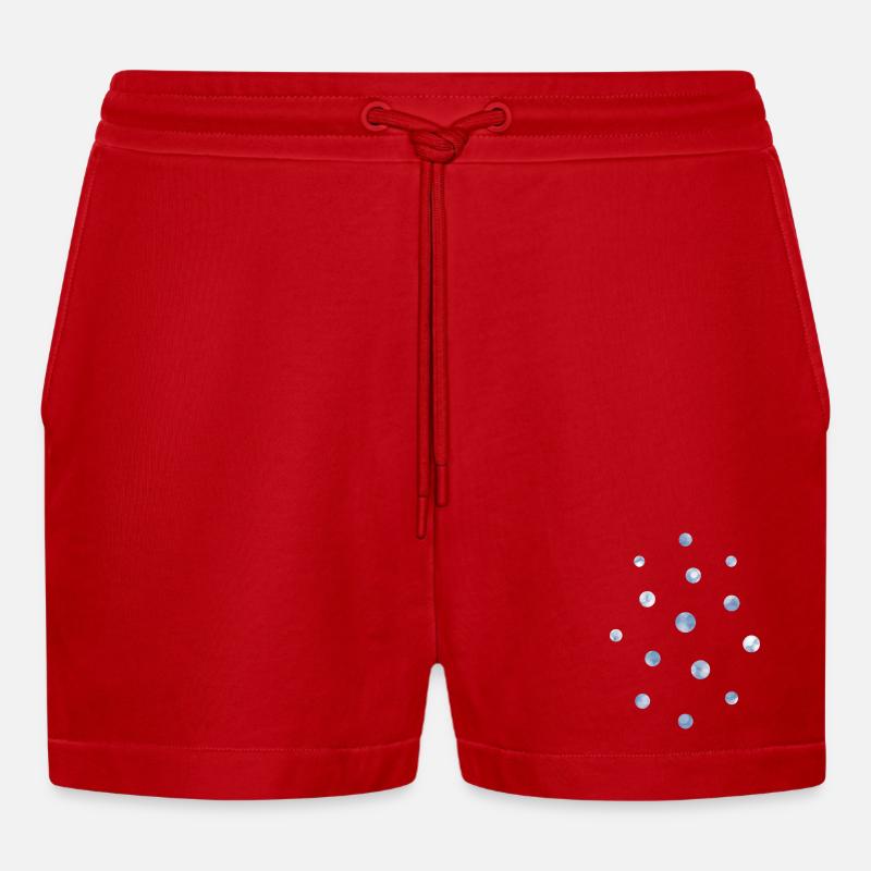 Blue Bokeh Light Points Pattern - Organic Relaxed Cropped Shorts Made in EU - red