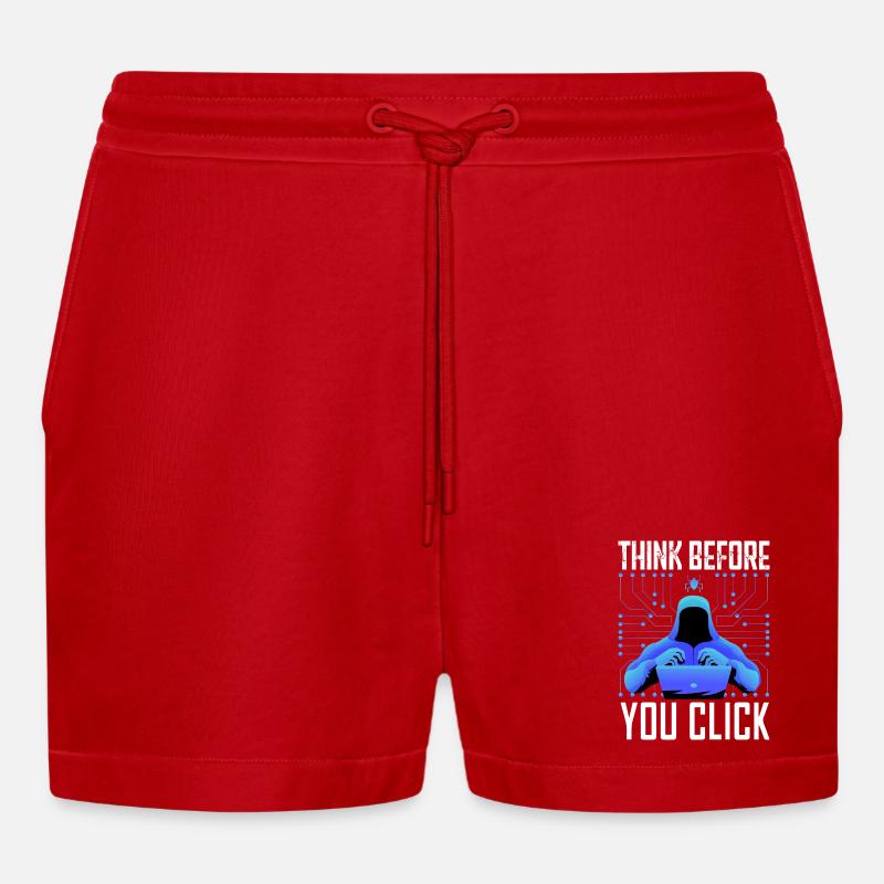 Hacker-Hacker-Hacker-Programmierer Linux Cybersicherheitsdaten - Organic Relaxed Cropped Shorts Made in EU - Rot