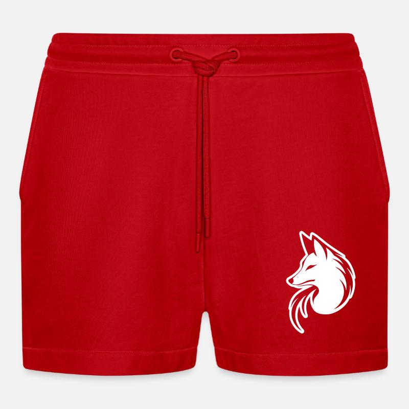 Fox Foxes - Organic Relaxed Cropped Shorts Made in EU - red