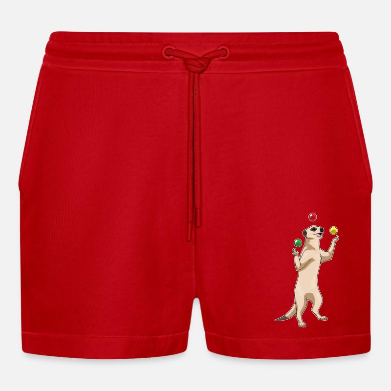Jongleur de suricate jonglant - Short bio décontracté court fabriqué en UE - rouge