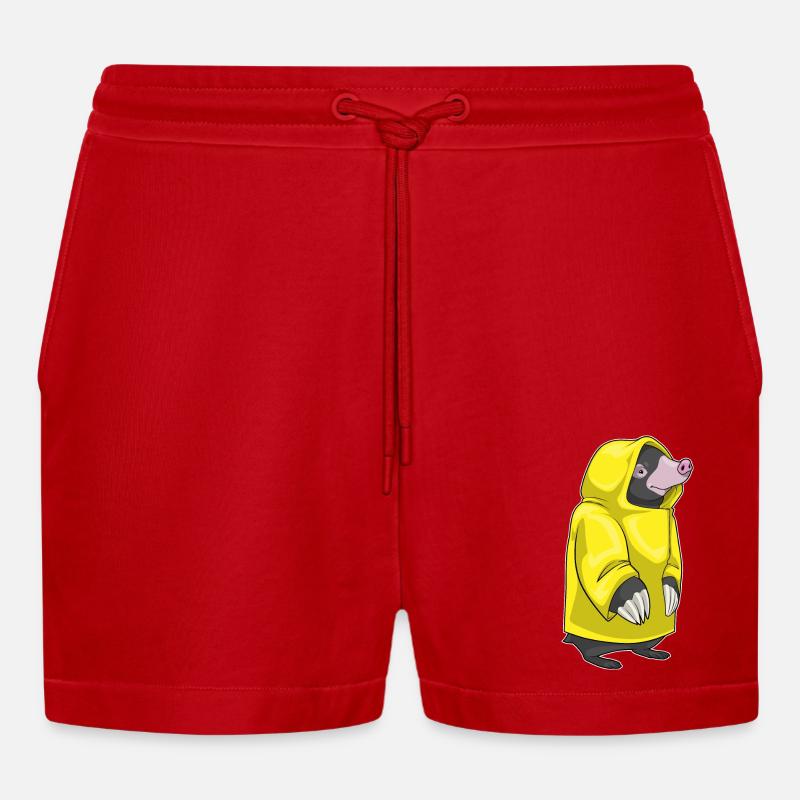 Mole Rain Rain Jacket - Organic Relaxed Cropped Shorts Made in EU - red