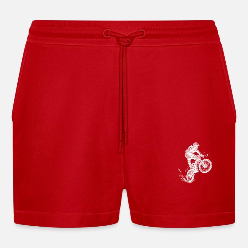 Cooler Radfahrer Mountainbiker - Organic Relaxed Cropped Shorts Made in EU - Rot