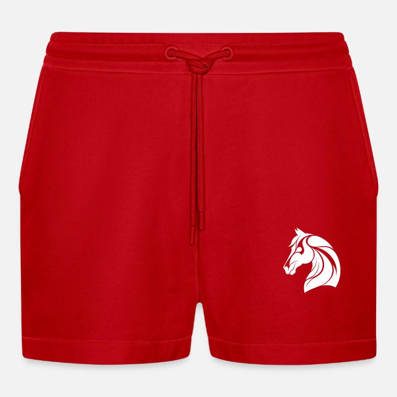Tête de cheval élégante - Short bio décontracté court fabriqué en UE - rouge