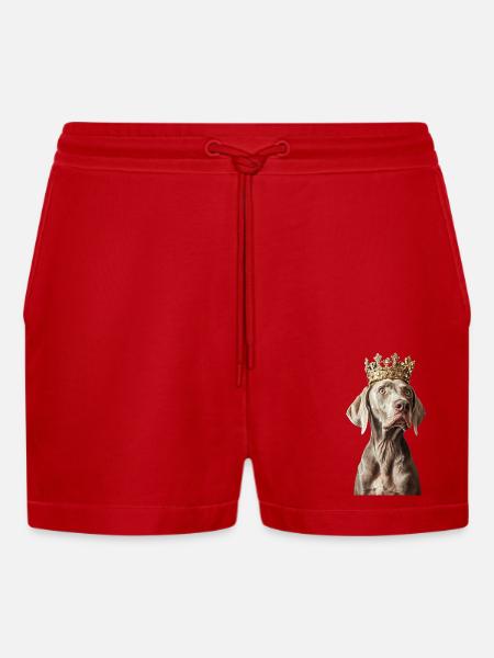 Weimaraner - Organic Relaxed Cropped Shorts Made in EU - Rot