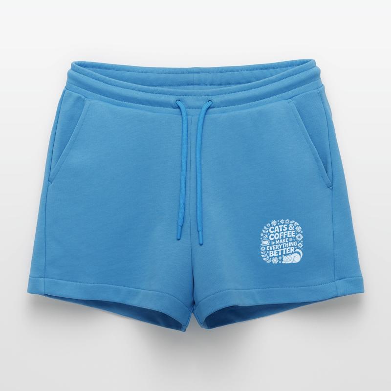 Cat and coffee is all I need Organic Relaxed Cropped Shorts Made in EU