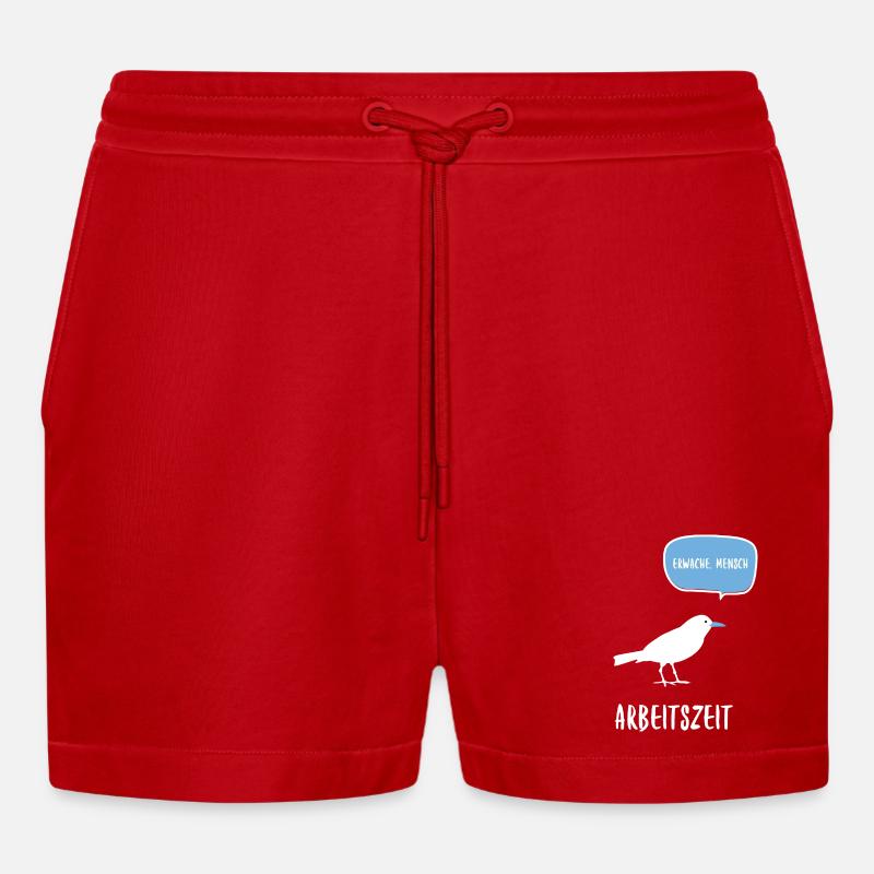 Arbeitszeit - Organic Relaxed Cropped Shorts Made in EU - Rot