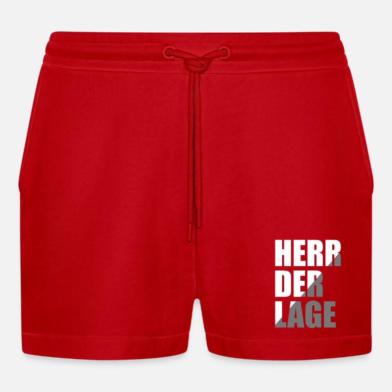 Herr der Lage - Organic Relaxed Cropped Shorts Made in EU - Rot