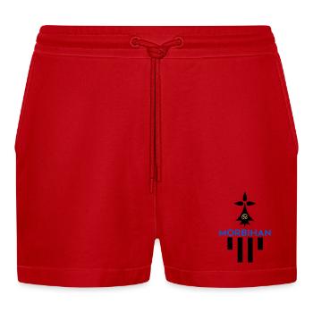 Logo des Morbihan 56 - Organic Relaxed Cropped Shorts Made in EU - Rot - Vorne