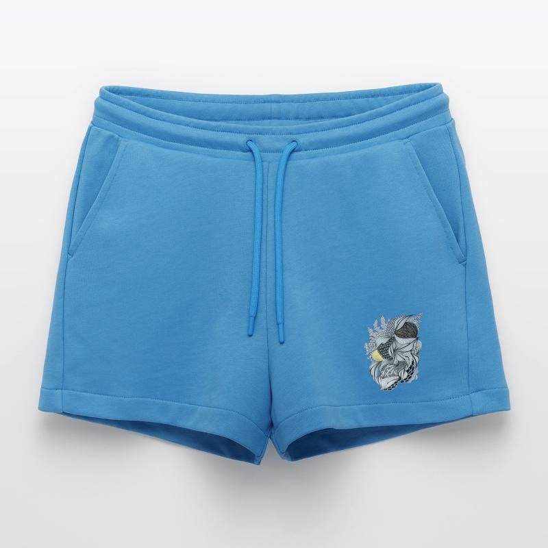 Leaf Fabric Feather Light Pattern Organic Relaxed Cropped Shorts Made in EU