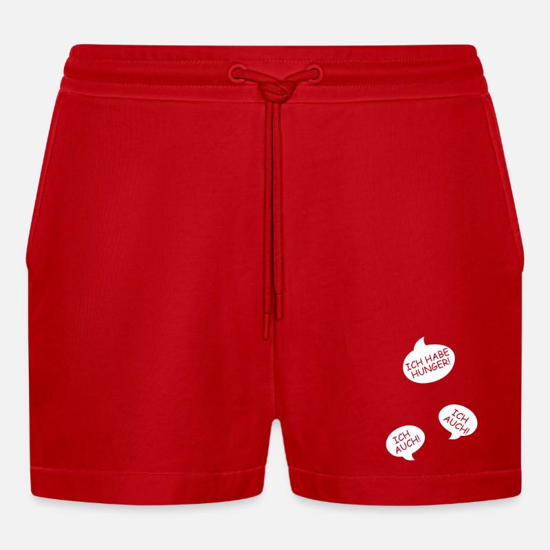 Schwangerschaft verkünden Drillinge Mama Mutter - Organic Relaxed Cropped Shorts Made in EU - Rot