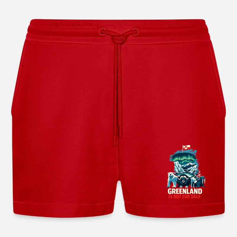 Grønland Ikke Til Salg Skjorteflag Gave - Organic relaxed cropped shorts made in EU - rød
