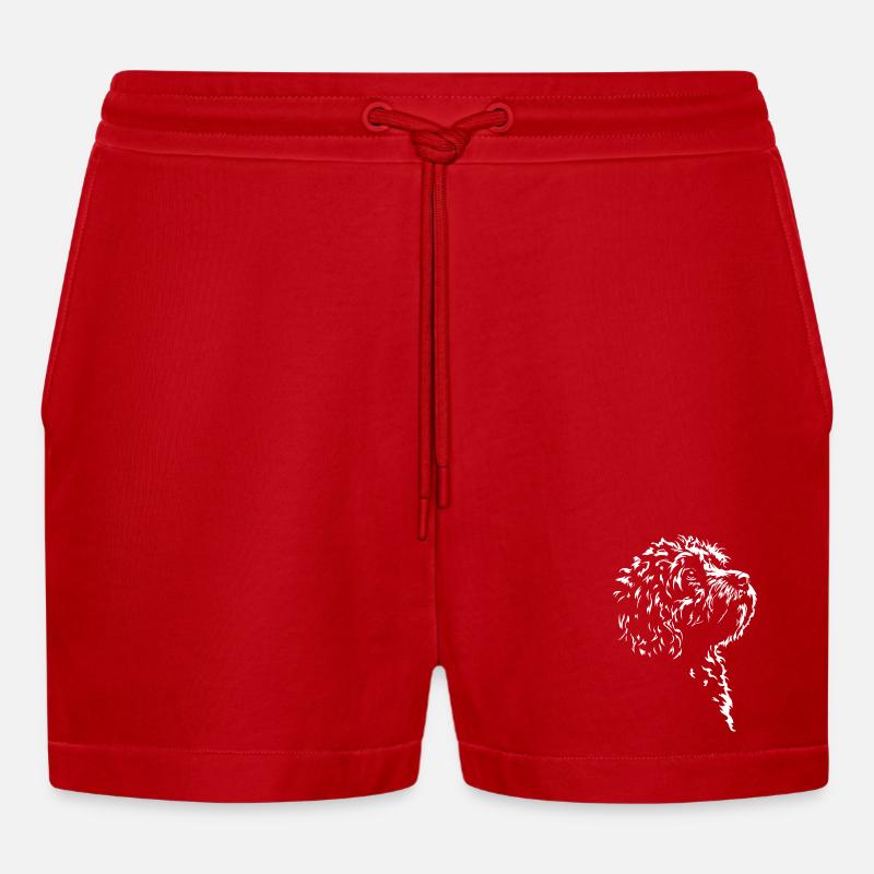 Cavapoo Silhouette Dog Dog Wilsigns - Organic Relaxed Cropped Shorts Made in EU - red