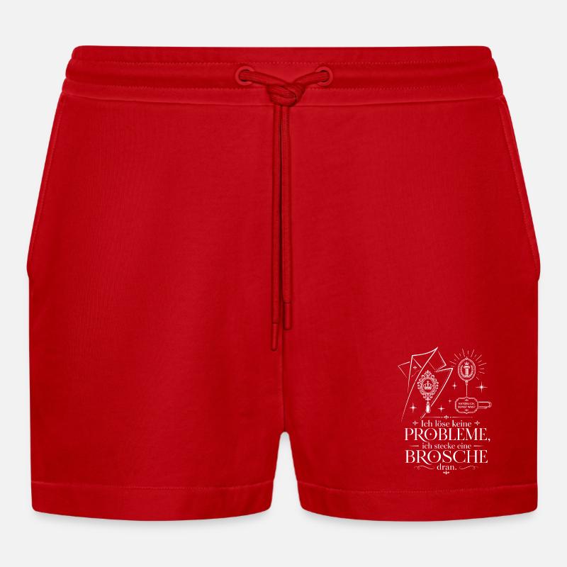 Ich stecke eine Brosche dran - Organic Relaxed Cropped Shorts Made in EU - Rot