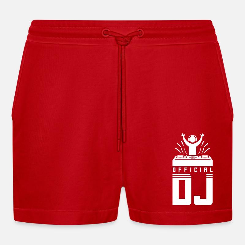 DJ Spruch Turntables - Organic Relaxed Cropped Shorts Made in EU - red