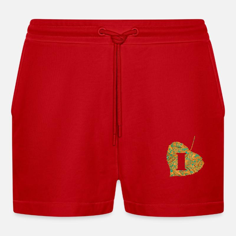 blatt e 95 i - Organic Relaxed Cropped Shorts Made in EU - Rot
