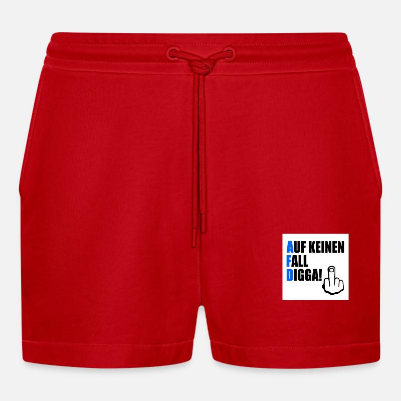 auf keinen fall digga - Organic Relaxed Cropped Shorts Made in EU - Rot