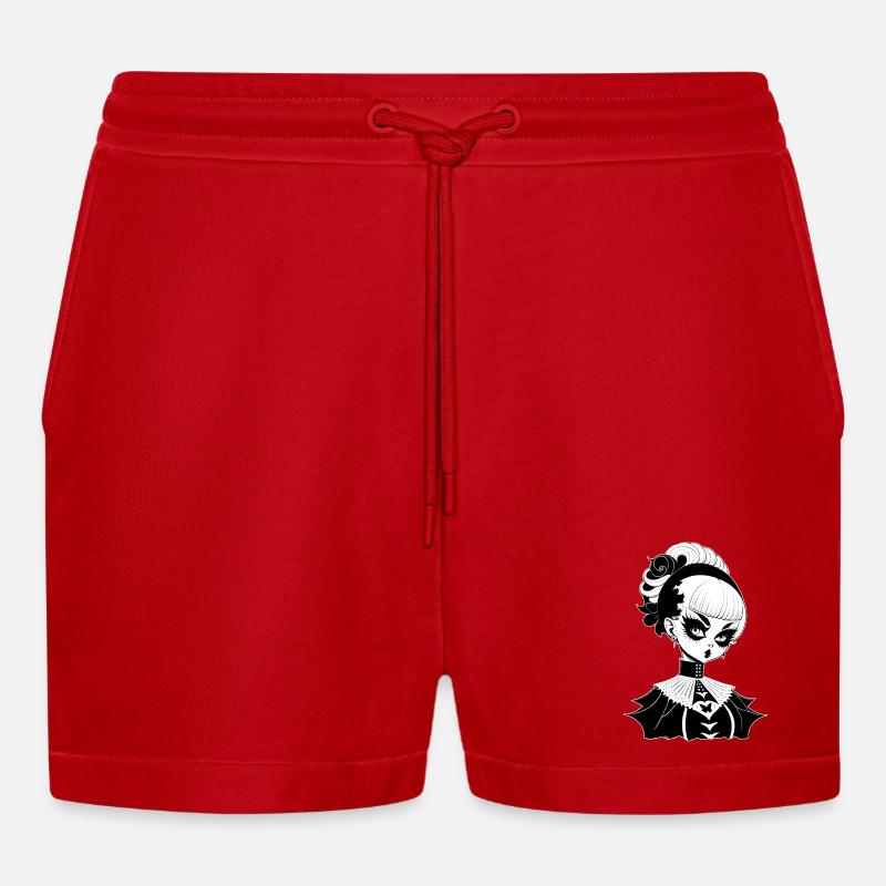 Gothic Witch, Goth Witchcraft - Organic Relaxed Cropped Shorts Made in EU - red