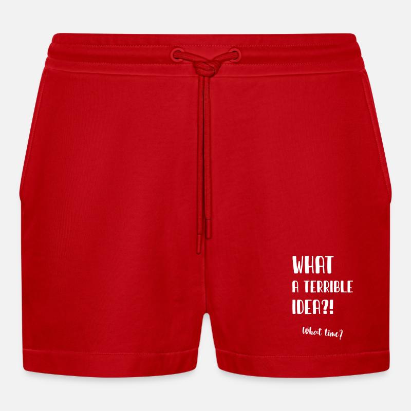 What a terrible idea - Organic Relaxed Cropped Shorts Made in EU - red