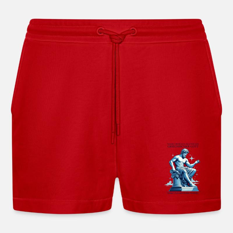 Dio greco con un piccolo cazzo - Pantaloncini corti ecologici casual Made in UE - rosso