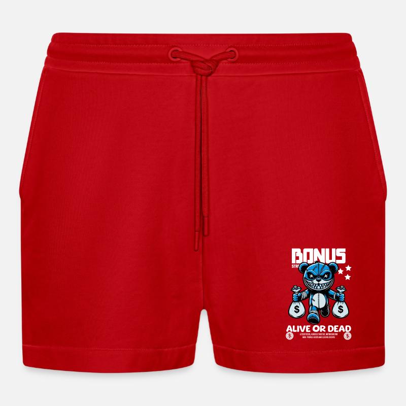 Bonus Bär – Gesucht: Lebendig oder Tot - Organic Relaxed Cropped Shorts Made in EU - Rot