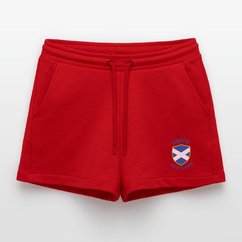 Perth Scotland Crest Shield Organic Relaxed Cropped Shorts Made in EU