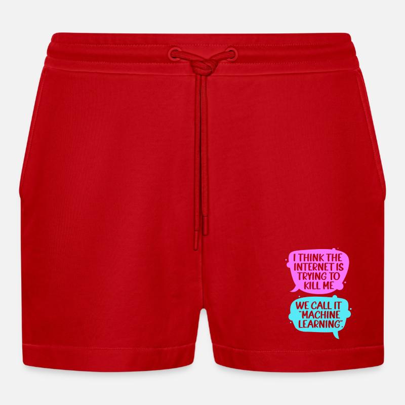 GPT Programmer Coder - Organic Relaxed Cropped Shorts Made in EU - red