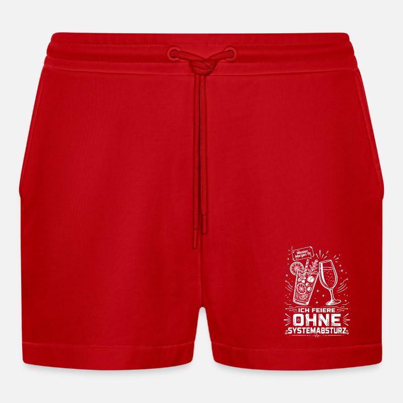Ich feiere ohne Systemabsturz - Organic Relaxed Cropped Shorts Made in EU - Rot