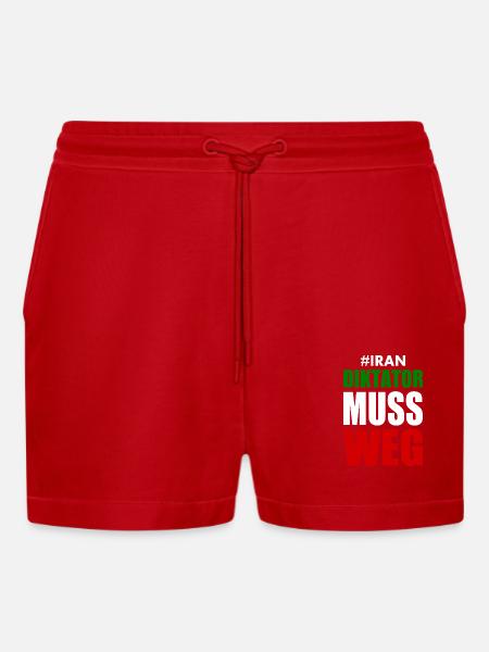diktator muss weg iran - Organic Relaxed Cropped Shorts Made in EU - Rot