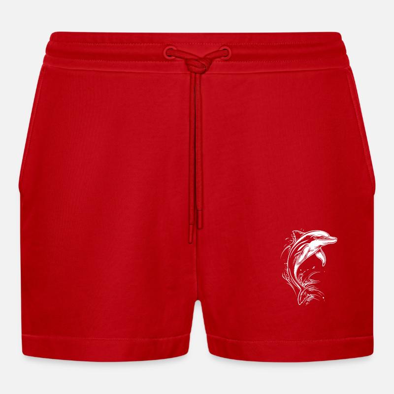 Delfin - Organic Relaxed Cropped Shorts Made in EU - Rot