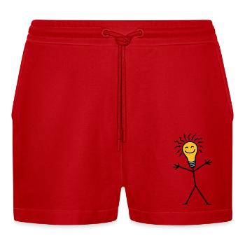 Light Bulb - Organic Relaxed Cropped Shorts Made in EU - red - Front