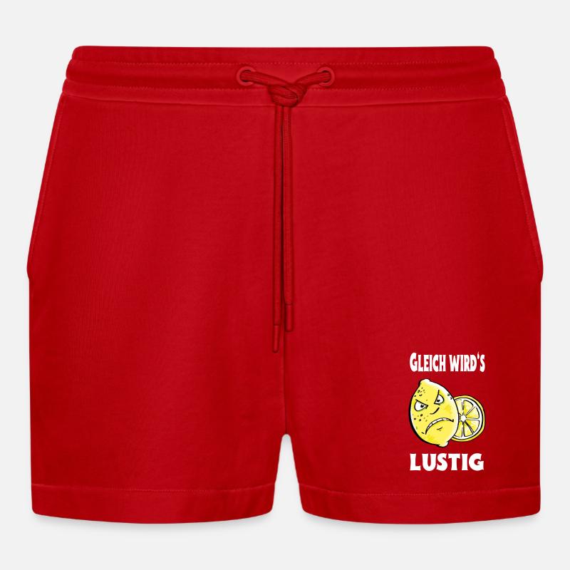Gleich wird es lustig - Zitrone - Sauer - Organic Relaxed Cropped Shorts Made in EU - Rot