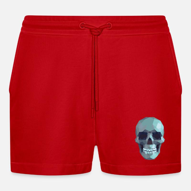 Low Poly Blue Skull – Geometrisch-Gotik-Stil - Organic Relaxed Cropped Shorts Made in EU - Rot
