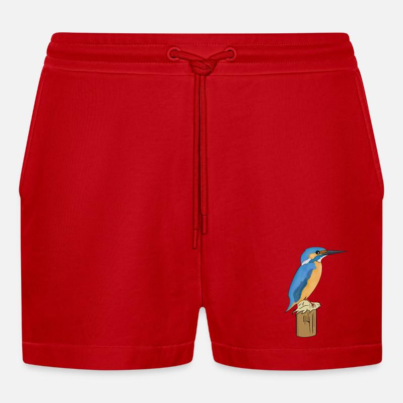 Eisvogel Vogel - Organic Relaxed Cropped Shorts Made in EU - Rot