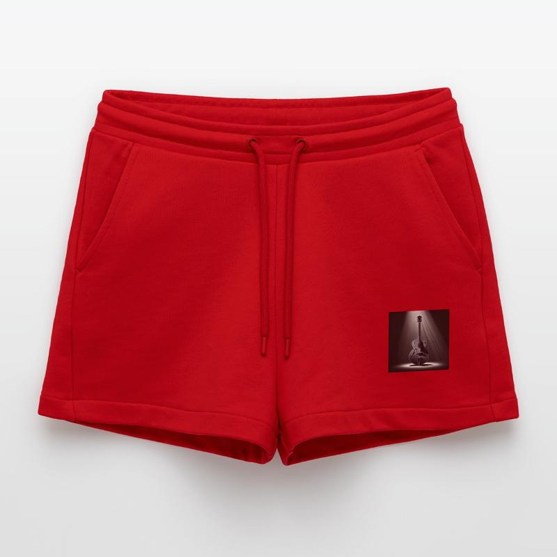 Schwarz-Weiß Gemälde einer E-Gitarre Organic Relaxed Cropped Shorts Made in EU
