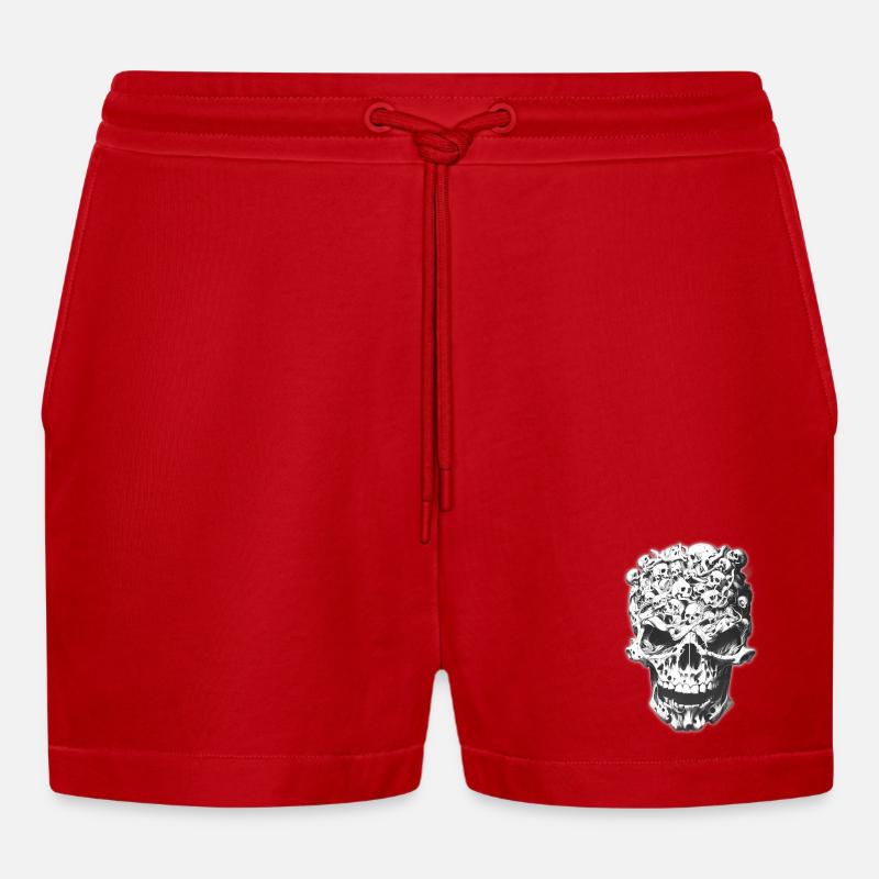 Schädel der Schädel - Organic Relaxed Cropped Shorts Made in EU - Rot
