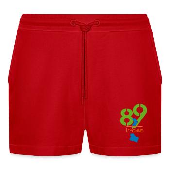 Logo 89 L'Yonne - Organic Relaxed Cropped Shorts Made in EU - red - Front